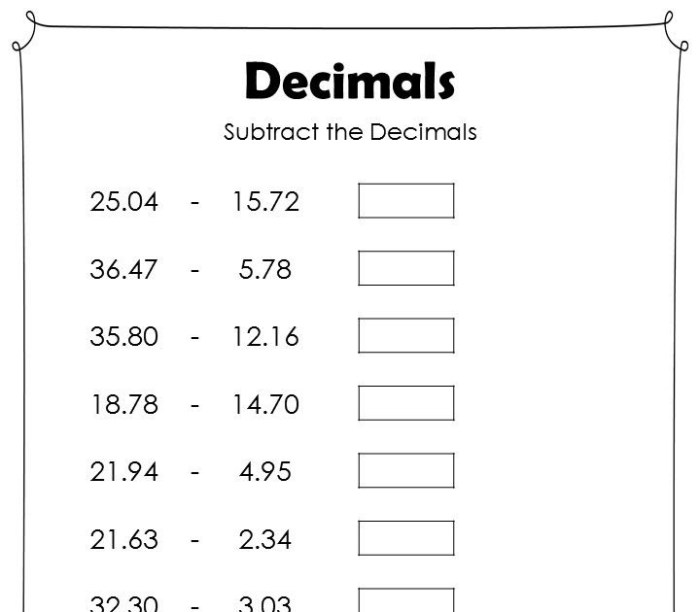 Adding and subtracting decimals quiz