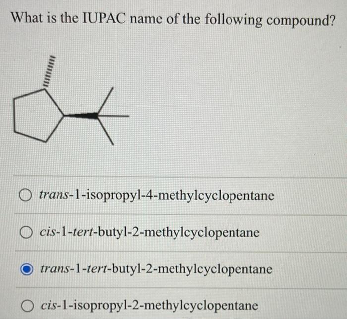 Cis 1 isopropyl 2 methylcyclopentane