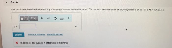 Isopropyl alcohol heat of vaporization