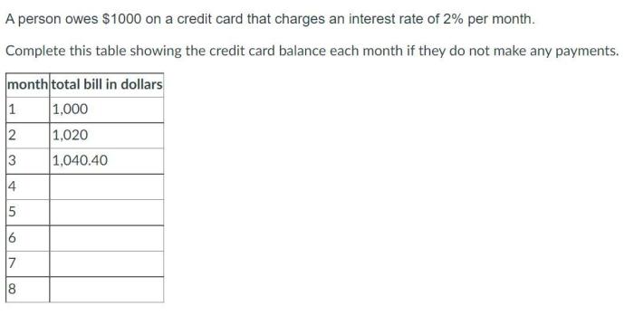 A person owes 00 on a credit card