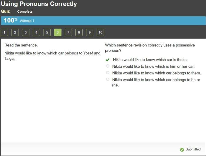 Which sentence revision correctly uses a possessive pronoun