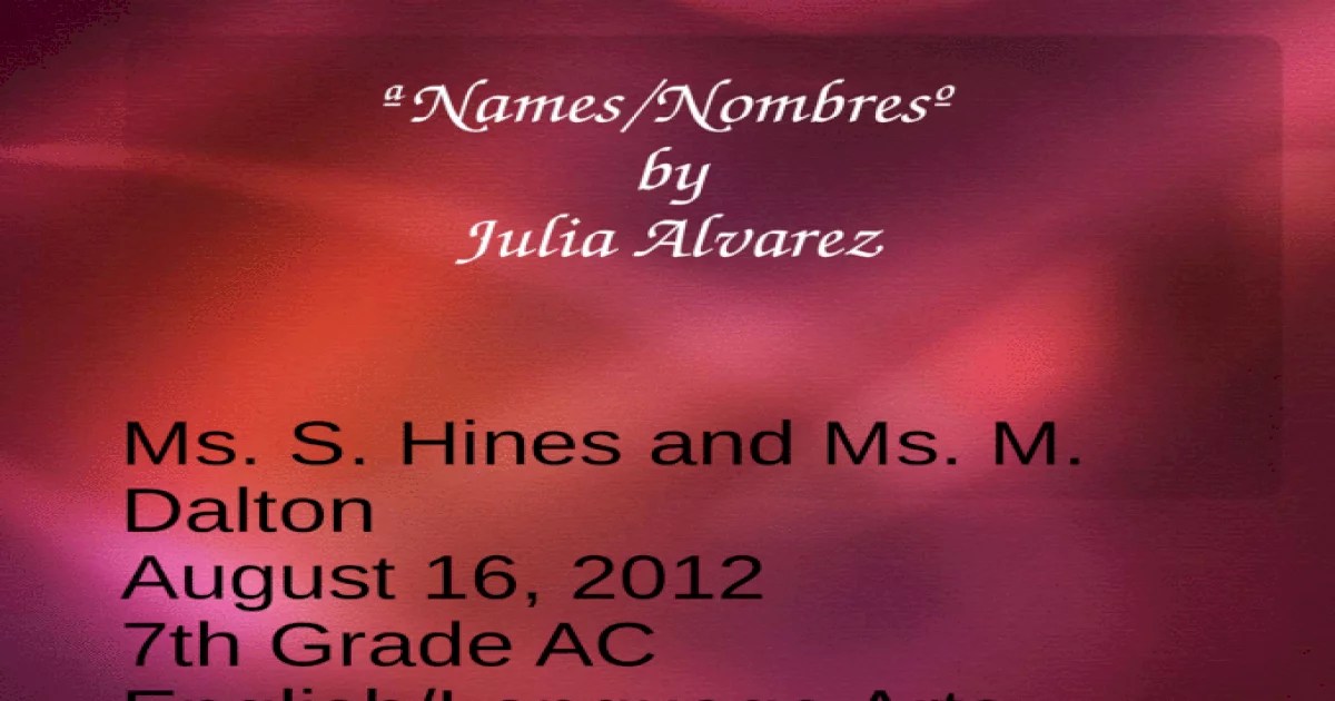 Names nombres by julia alvarez questions and answers pdf